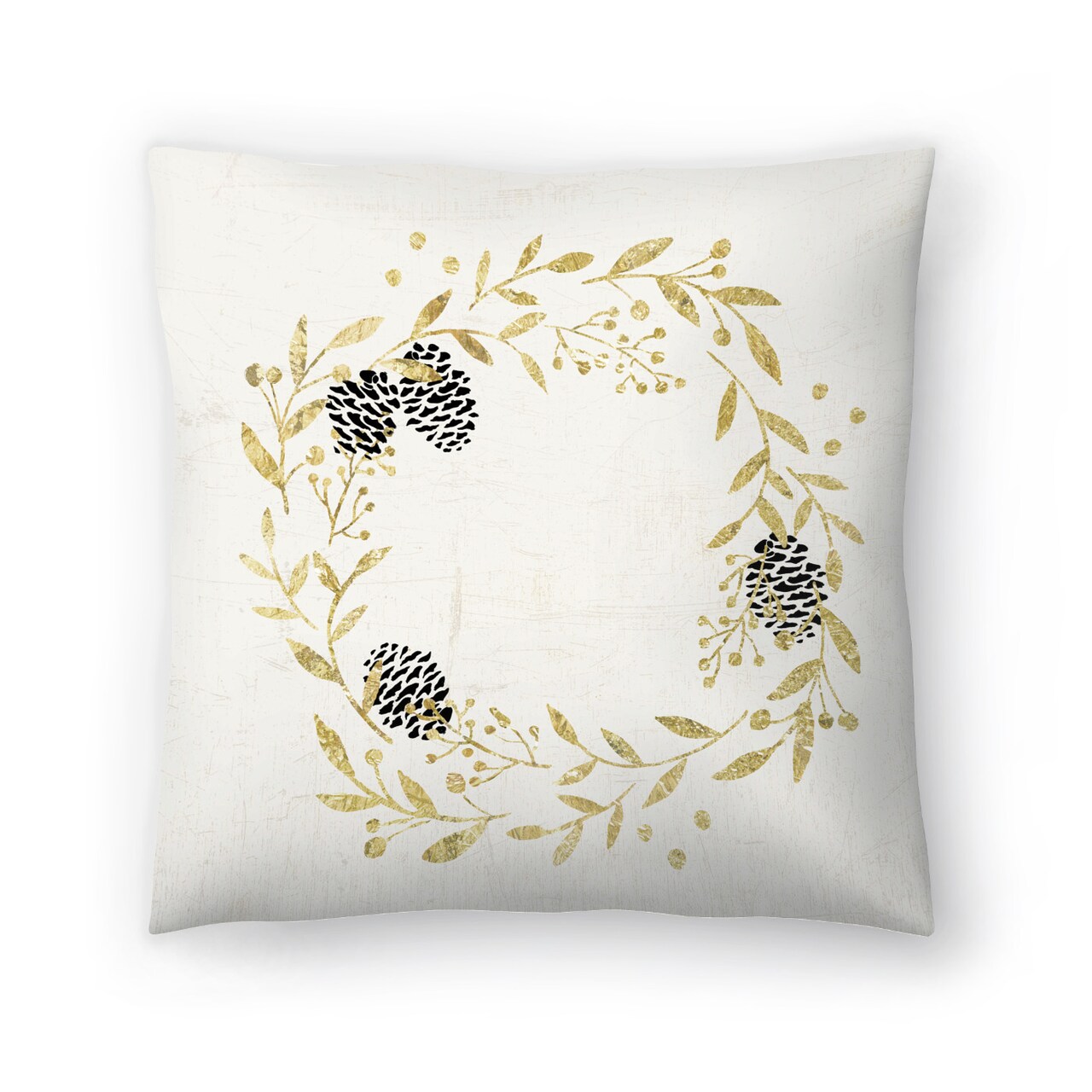 Golden Wreath by Pi Holiday Throw Pillow Americanflat Decorative Pillow